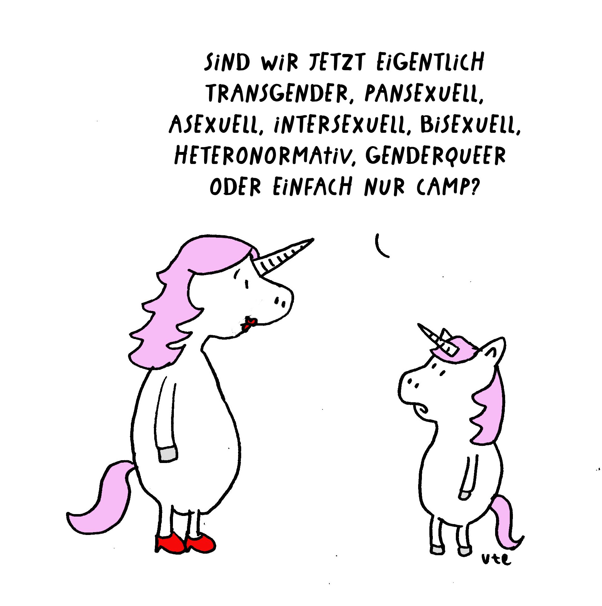 Cartoon. Transgender, Genderqueer Unicorn, Einhorn