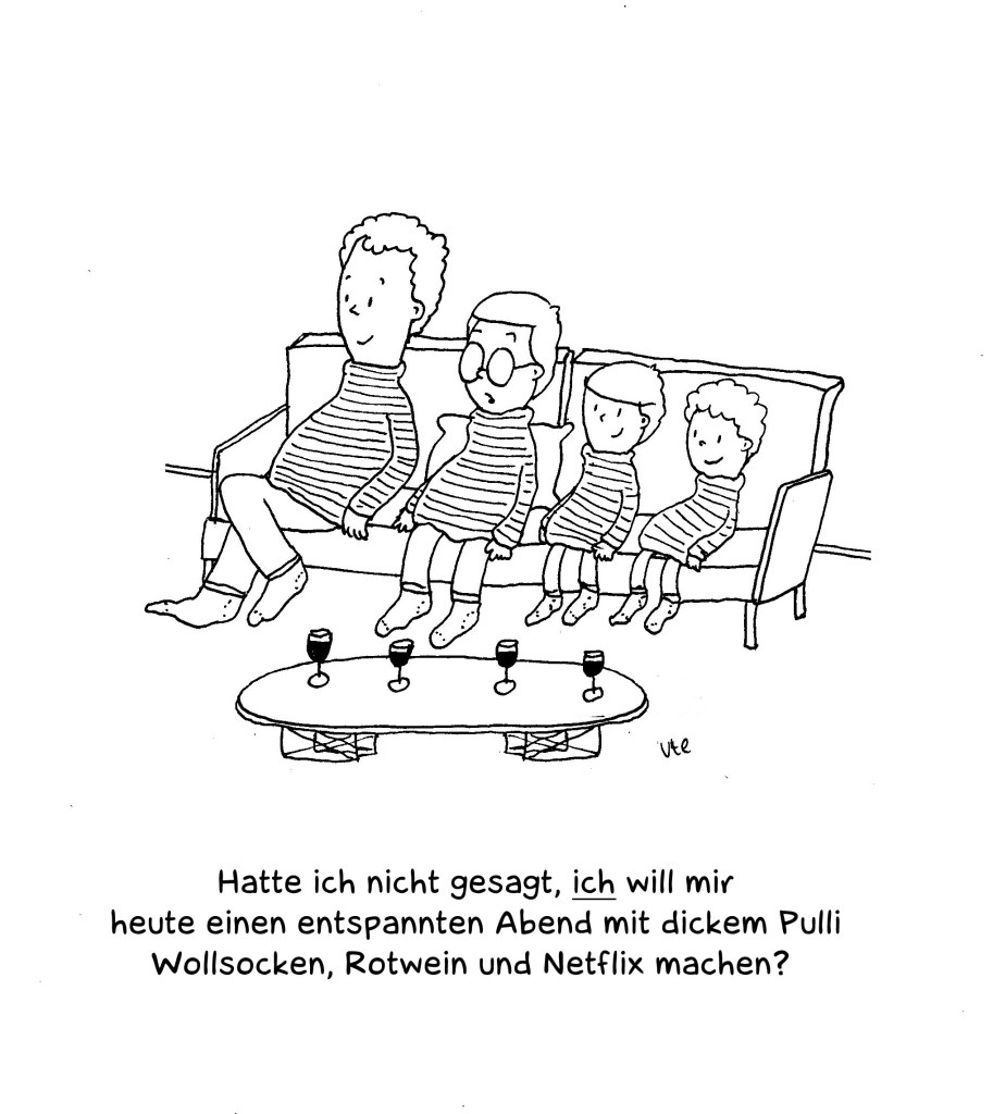 Cartoon entspannter Mütterabend auf dem Sofa