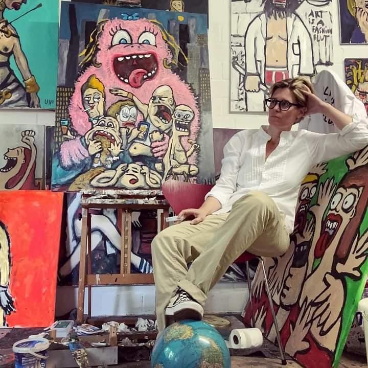 Ute Hamelmann, die sieben Todsünden, the seven deadly sins, les sept péchés capitaux, oil on canvas, Ute Hamelmann dans son atelier