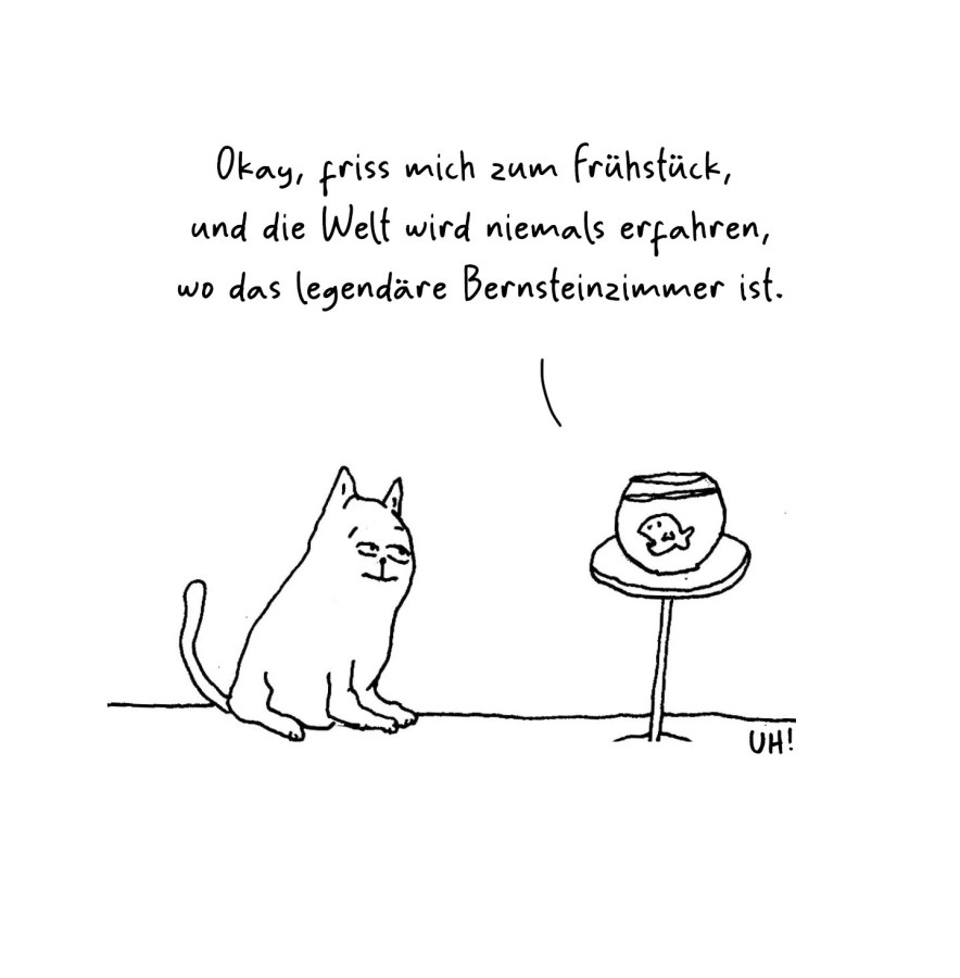 Cartoon Fisch, Katze, Bernsteinzimmer von Ute Hamelmann