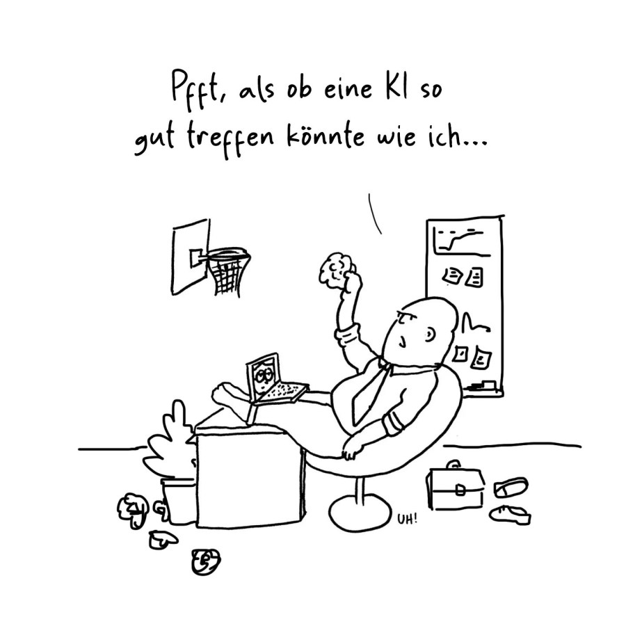 Cartoon KI Büro Angestellter oder Boss von Ute Hamelmann